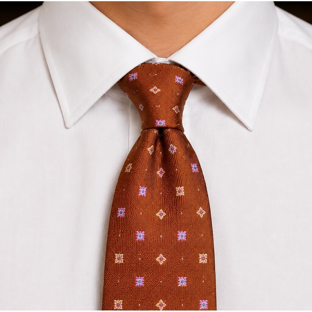 Kiton Cinnamon 100% Seta Medallion Tie
